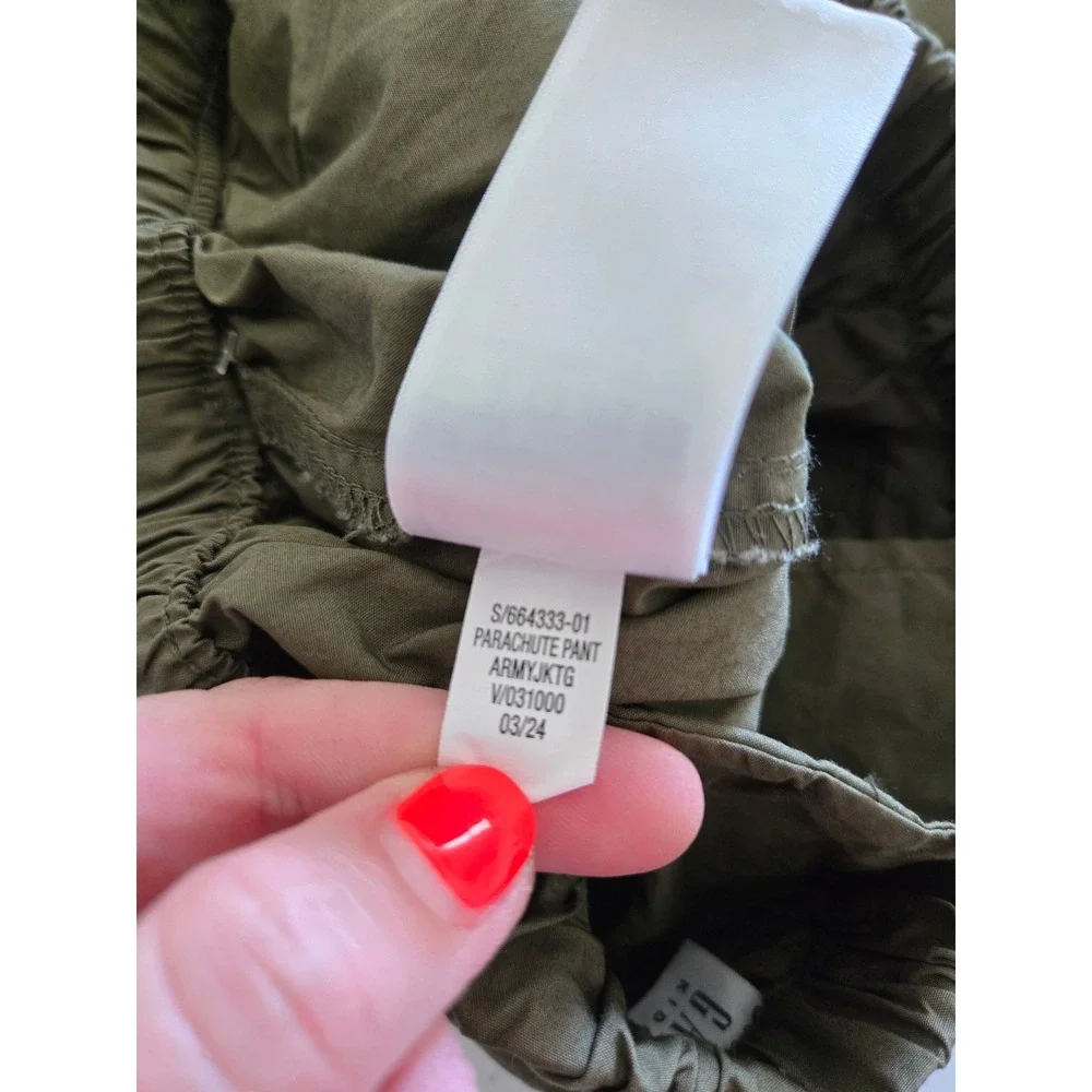 NWT Gap Kids L Girls 10 Parachute Pants Army Green Cargo Elastic Waist Cotton